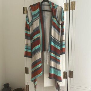 Goddis Knit Multicolor Open Front Cardigan